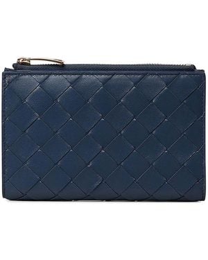 Bottega Veneta Medium Intrecciato Bi-Fold Wallet - Blue