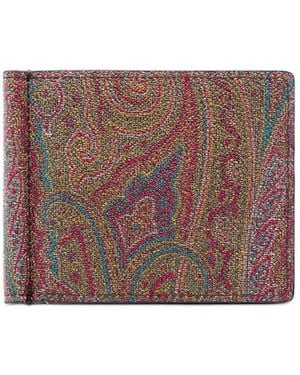 Etro Coated Paisley Jacquard Canvas Bifold Wallet - Brown