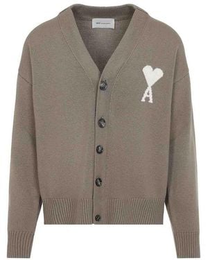 Ami Paris Wool Cardigan - Gray