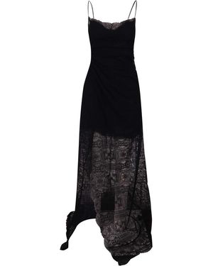 Ermanno Scervino Long Majolica Dress With Thin Straps - Black