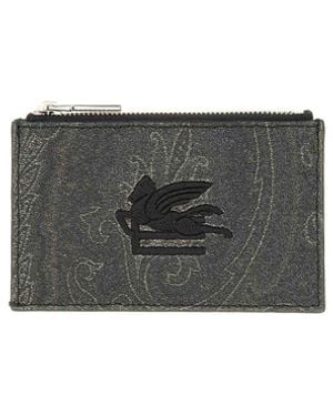 Etro Card Holder With Pegasus - Gray