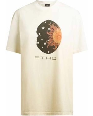 Etro Logo Multicolor Cotton T-Shirt - Natural