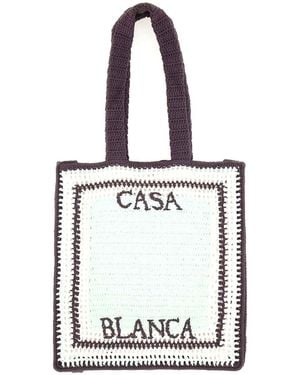 CASABLANCA Crochet Bag With Logo - White