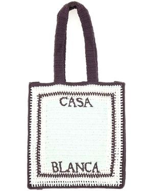 CASABLANCA Crochet Bag With Logo - White