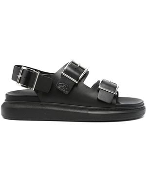 McQueen Sleek Double Buckle Sandals For - Black