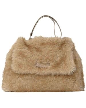 Orciani Sveva Furry Midi Shoulder Bag - Natural