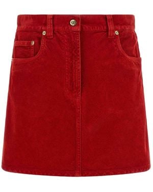 Versace Medusa Corduroy Skirt - Red