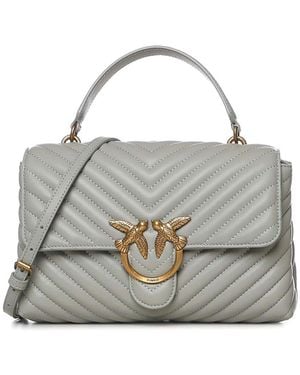 Pinko Love Bag Puff Chevron Medium Nappa Handbag - Grey