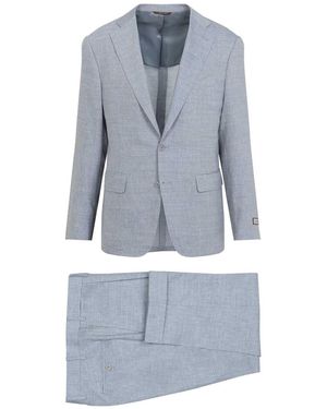 Canali Linen And Wool Suit - Blue