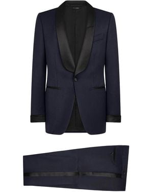 Tom Ford O'Connor Wool And Silk Twill Evening Dress - Blue