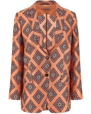 Alberto Biani Tie Print Blazer - Pink