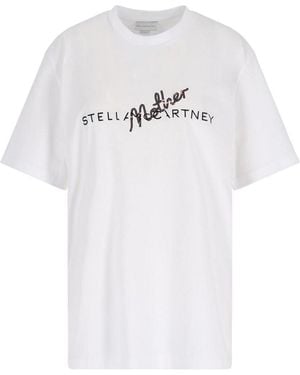 Stella McCartney T-Shirt Logo With Sequins - White