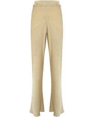 Patrizia Pepe Satin Trousers With Belt - Natural