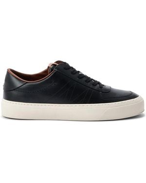 Moncler Smooth Grain Leather Lace-Up Trainers - Black