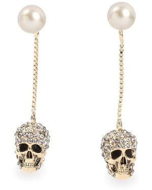 McQueen Orecchini Con Teschio Pavã - Bianco
