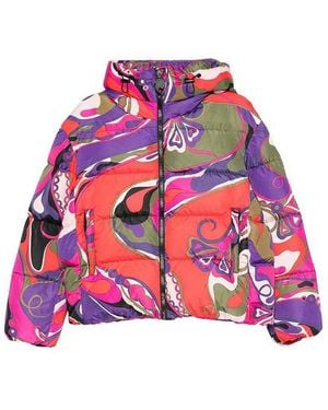 PUCCI Orchidee-Print Puffer Jacket - Red
