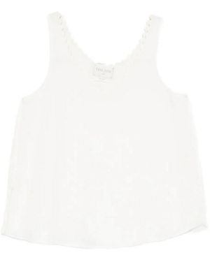 forte_forte Gauze Embroidery Top - White