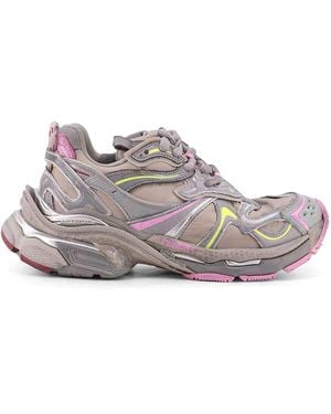 Balenciaga Nylon Sneakers With Leather Inserts - Gray