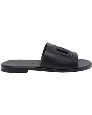 Dolce & Gabbana Logo Slide Sandals - Black