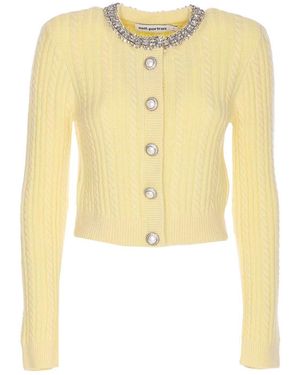 Self-Portrait Alpaca Cardigan - Yellow
