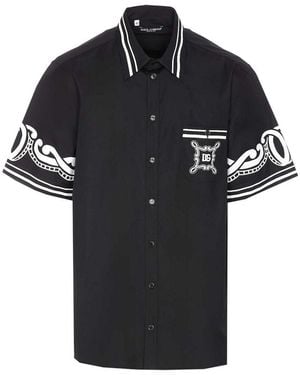 Dolce & Gabbana Patterned Silk Shirt - Black