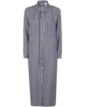 Laura Urbinati Belt Long Sleeves Shirt Dress - Blue
