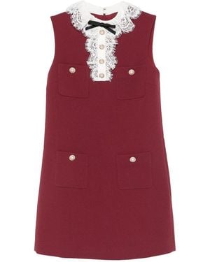 Self-Portrait Burgundy Crepe Mini Dress - Red