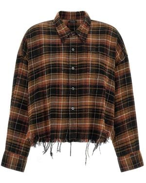 R13 Raw Cut Cropped Shirt - Brown