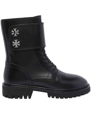Tory Burch Logo Booties - Black