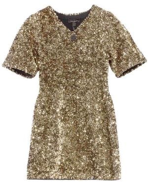 Marc Jacobs Sequin V-Neck Knit Dress - Metallic