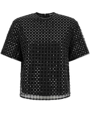 ROTATE BIRGER CHRISTENSEN Beaded Oversize Top - Black