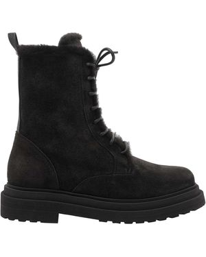 Brunello Cucinelli Suede Monile Booties - Black