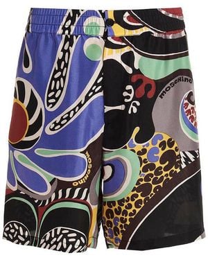 Moschino Graphic Printed High Waist Shorts - Blue