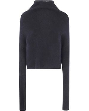 Rick Owens Long Sleeves Crater Neck Tee - Blue