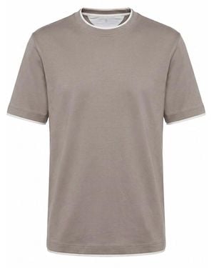 Brunello Cucinelli T-Shirt With Faux-Layering - Grey