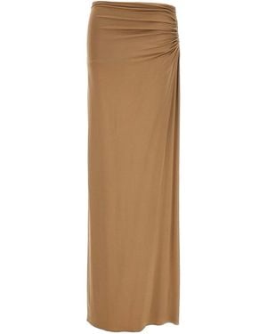 Magda Butrym Long Stretch Viscose Skirt With Side Draping - Natural