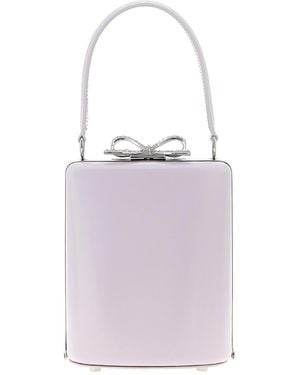 Self-Portrait Lilac Leather Mini Bow Handbag - Purple