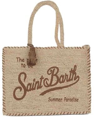 MC2 Saint Barth Vanity Border Raffia Shoulder Bag - Natural