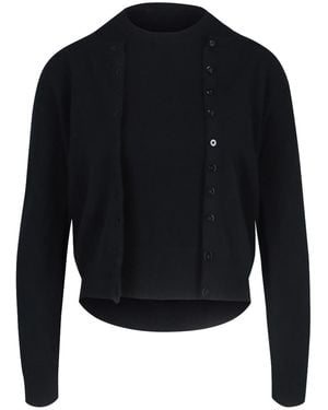 Canessa Cashmere Buttoned Crop Cardigan - Blue