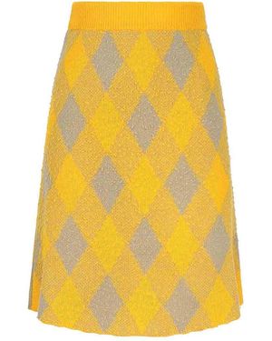 Burberry Wool Midi Skirt - Yellow