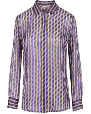 Dries Van Noten Striped Dvor Satin Shirt - Purple