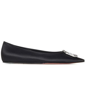 AMINA MUADDI Camelia Flat Silk Satin Ballet Flats - Black