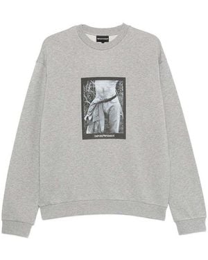 Emporio Armani Printed Cotton Sweatshirt - Grey