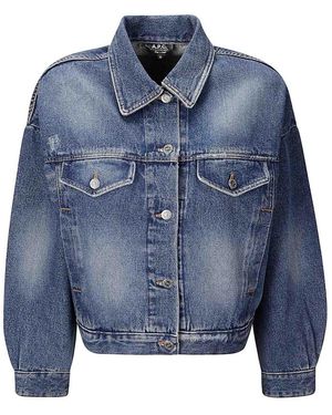 A.P.C. Denim Jacket With Four Front Pockets - Blue