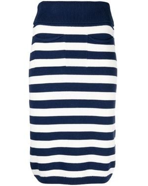 KENZO Striped Long Cotton Skirt - Blue