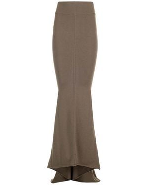 Rick Owens Taupe Knit Midi Skirt - Brown
