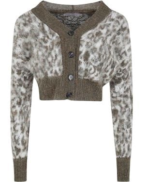 D. EXTERIOR Animal Print Short Cardigan - Gray