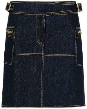 Etro Denim Buckle Waist Miniskirt - Blue