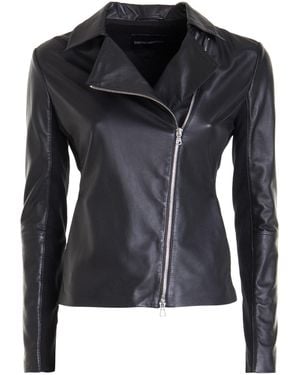 Emporio Armani Leather Biker Jacket - Black