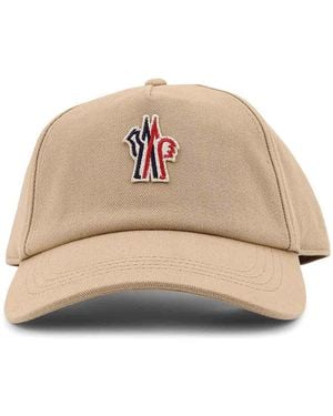 Moncler Cotton Hat With Front Logo Patch - Natural